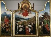 Jan Mostaert Triptych with the last judgment and donors oil